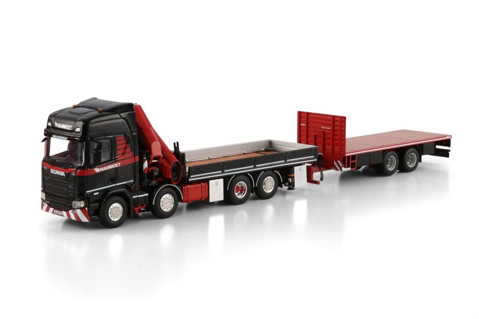 WSI SCANIA R HIGHLINE CR20H / DRAWBAR TRAILER - 6 AXLE WITH PALFINGER PK 370 TEC MAMMOET