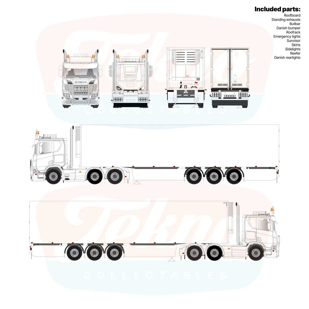 Scania NGR Lowcab 6x2 met 3-assige koeltrailer