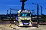 Hellerød Transport; VOLVO FH5 GLOBETROTTER RIGED FLATBED TRUCK 8X2 TAG AXLE WITH FASSI 1100 + JIB