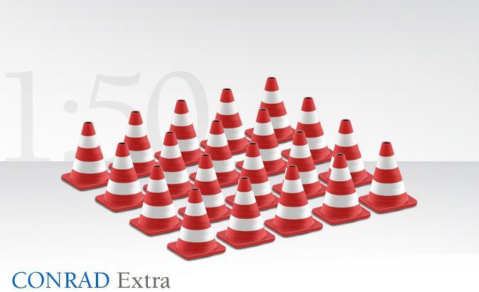 Conrad Trafikk kjegler rød/hvite, sett med 20 stk