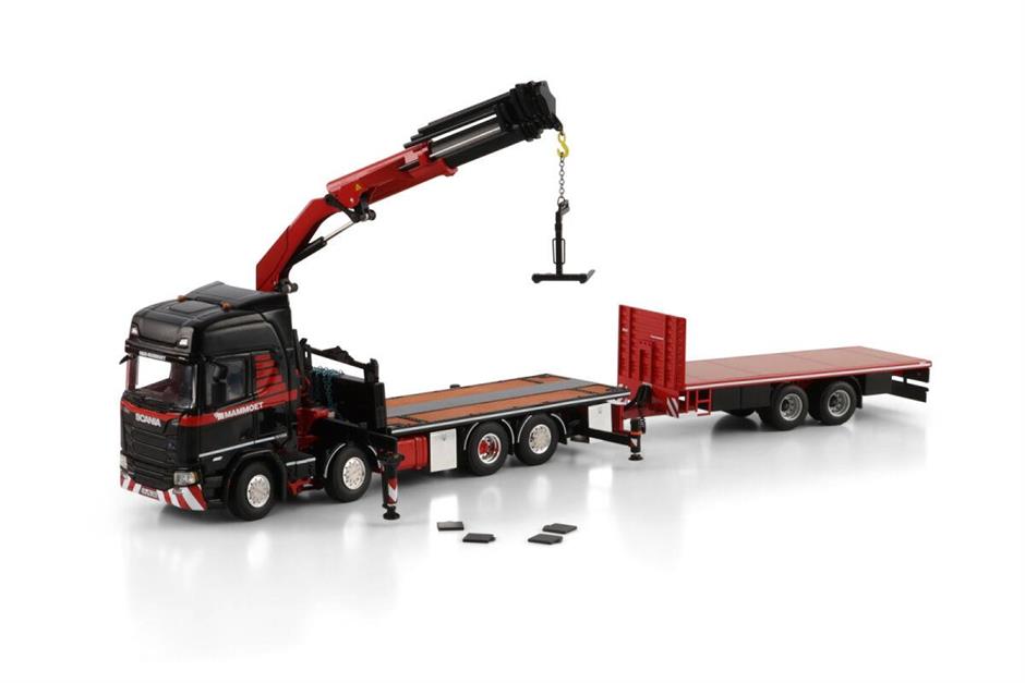 WSI SCANIA R HIGHLINE CR20H / DRAWBAR TRAILER - 6 AXLE WITH PALFINGER PK 370 TEC MAMMOET