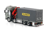Premium Line; MAN TGX XXL EURO 6C (FACELIFT) RIGED FLATBED TRUCK 8X4 WITH PALFINGER PK 480 TEC + 20FT CONTAINER