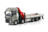 Premium Line; MAN TGX XXL EURO 6C (FACELIFT) RIGED FLATBED TRUCK 8X4 WITH PALFINGER PK 480 TEC + 20FT CONTAINER